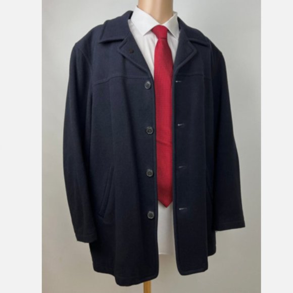 J. Crew Other - J Crew Mens Navy Blue Wool Button Down Single Breast Pea Coat Jacket Siz…
